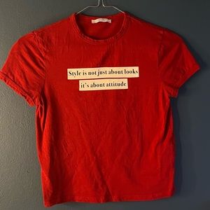 ZARA mid length red top